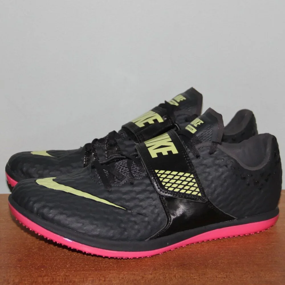 Nike High Jump Elite Track Shoes Men 9 Black Pink Lemon
